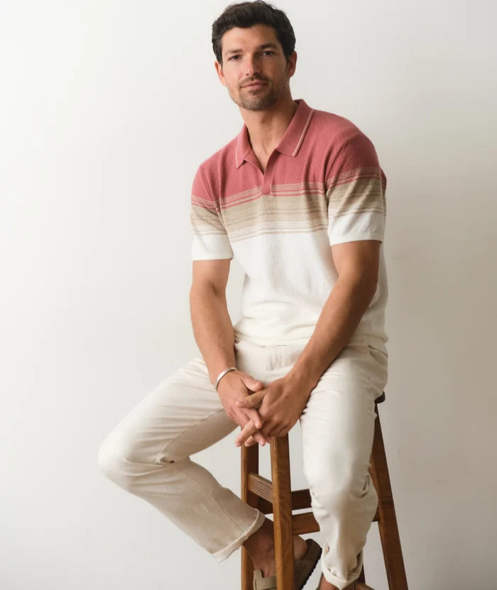 Greyson Sweater Polo Withered Rose/Oatmeal