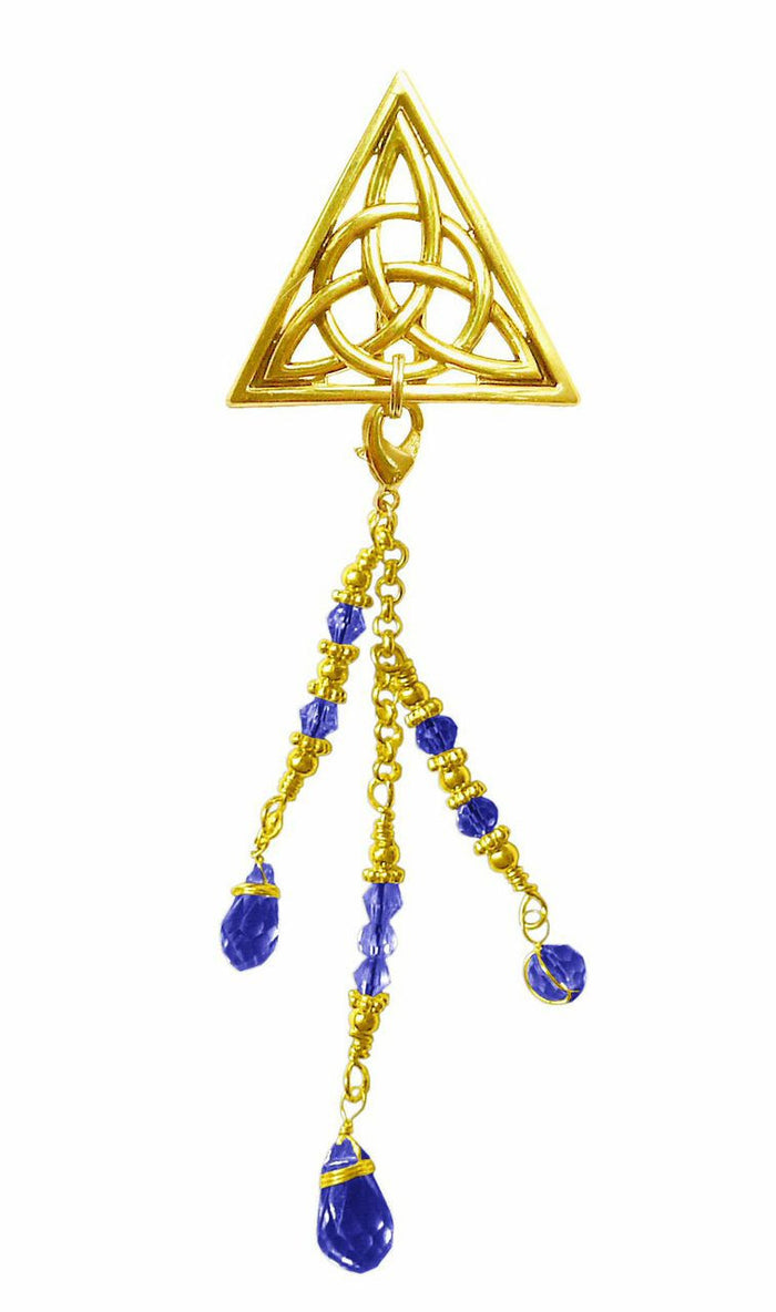 Hair Hook Gold Celtic Triangle with Bead Charm Ponytail Holder
