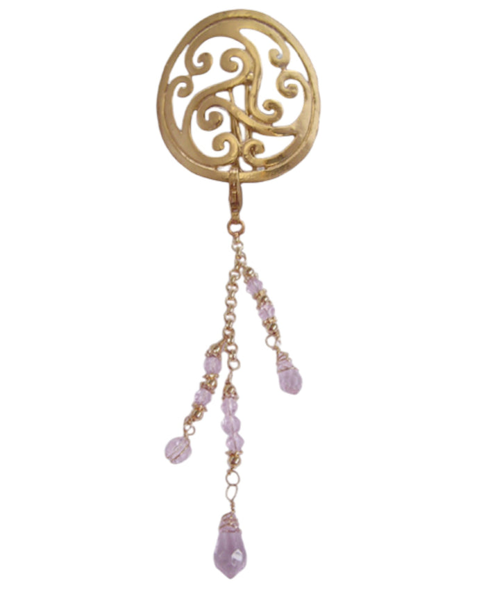 Hair Hook – Gold Celtic with Bead Charm Ponytail Holder | Festival & Boho Accessory by Medieval Metal