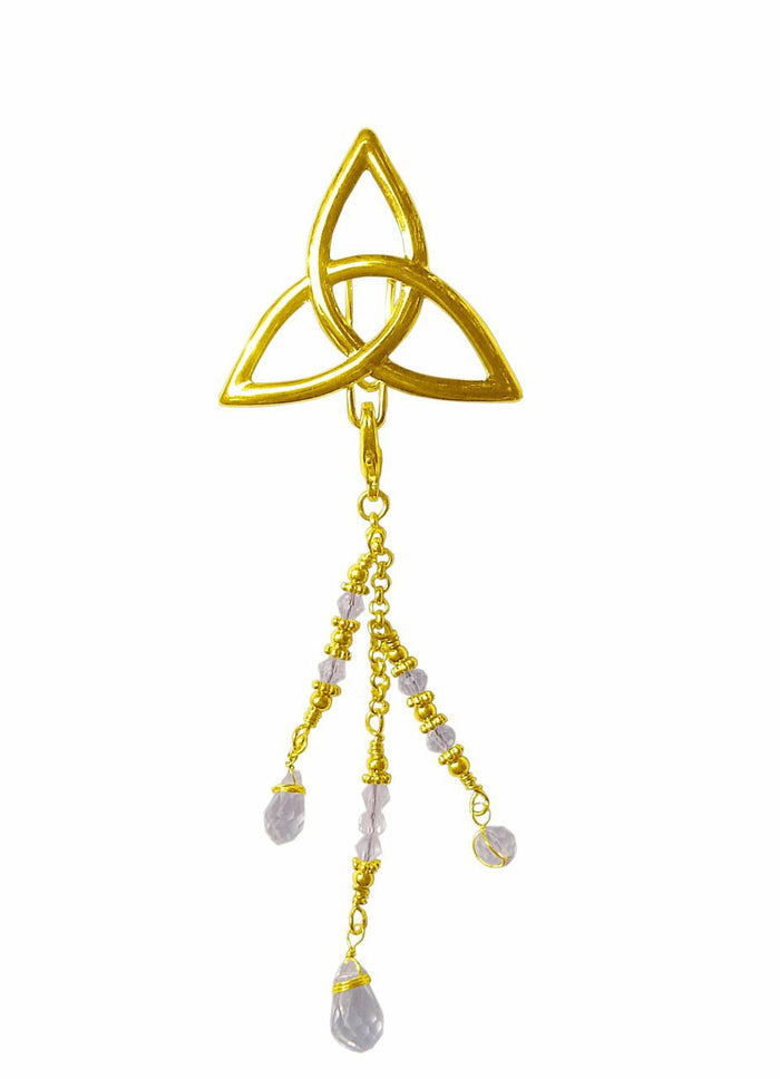 Hair Hook – Gold Eternity with Bead Charm Ponytail Holder front view