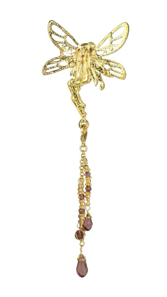 Hair Hook Gold Tinkerbell with Bead Charm Ponytail Holder front view