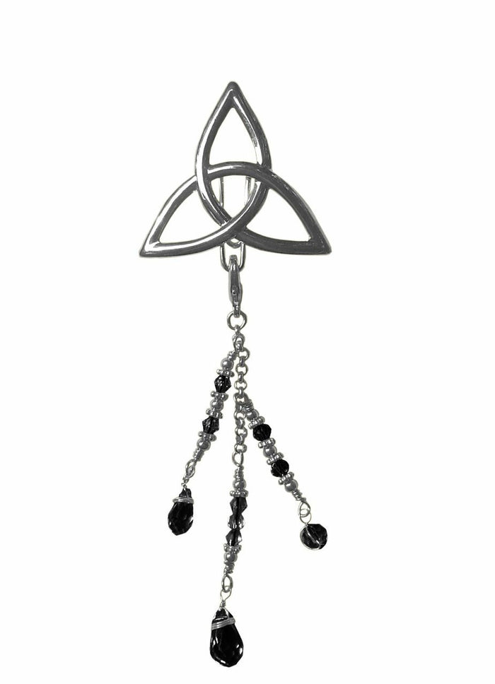 Hair Hook Silver Eternity with Bead Charm Ponytail Holder front view
