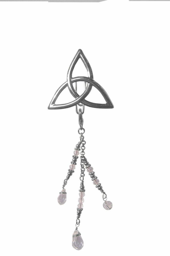 Hair Hook Silver Eternity with Bead Charm Ponytail Holder front view