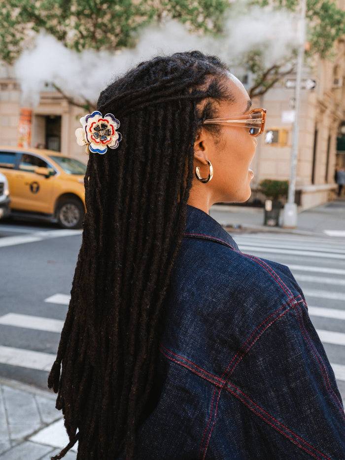 Hand-Painted Americana Flower Claw Clip | Eco-Friendly