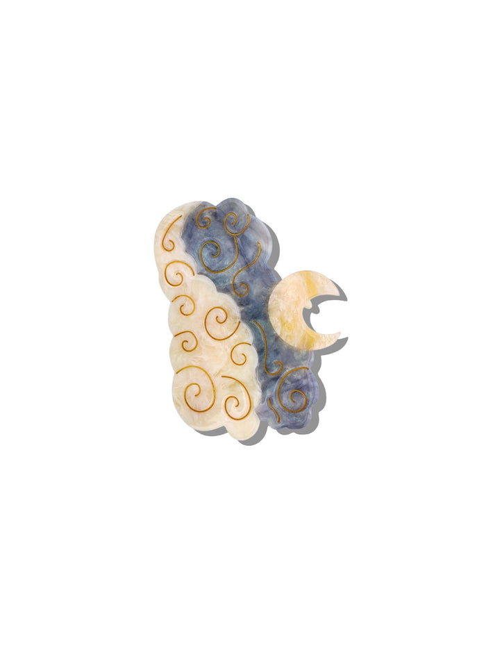 Hand-painted Celestial Moon Claw Clip