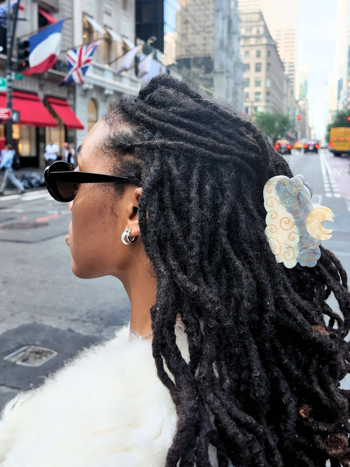 Hand-painted Celestial Moon Claw Clip