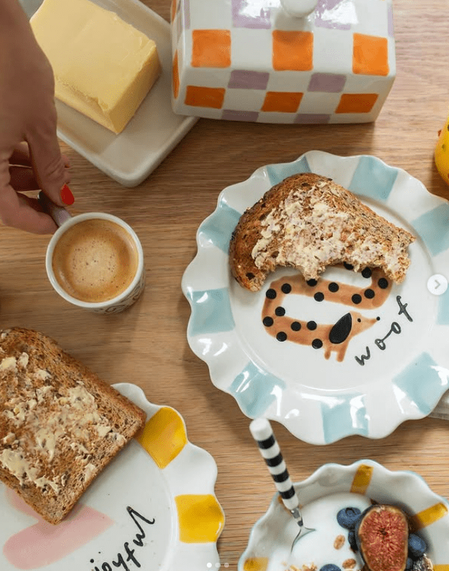 CAROLINE GARDNER Hand - painted Glazed Ceramic Plate in Kuwait - Waha Lifestyle
