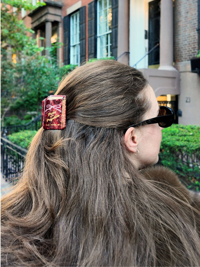 Hand-painted Mini Pride & Prejudice Book Claw Hair Clip