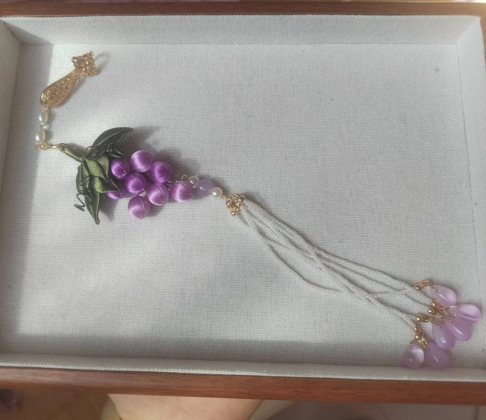 Handmade Chanhua Thread-Wrapped Grape Pendant - Purple Floral Hanging Ornament