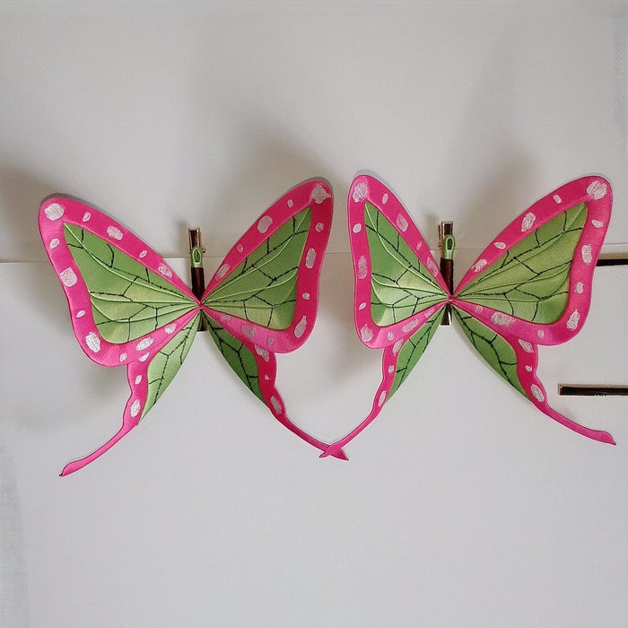 Handmade Chanhua Thread-Wrapped Ninja Butterfly Hair Clip - Pink Floral Hair Accessory
