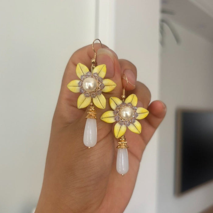 Handmade Chanhua Thread-Wrapped Sunflower Earrings - Vibrant Floral Jewelry