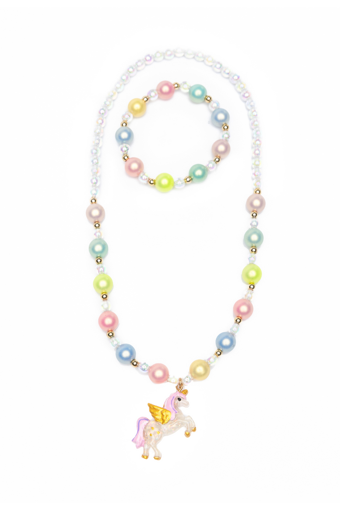 Happy-Go-Unicorn Necklace Bracelet Set-Retail-Great Pretenders USA