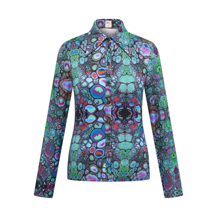 HEART BLOUSE MIMAS, TURQUOISE MULTICOLOUR