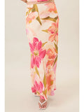 High Waist Bias Pull On Floral Midi Skirt