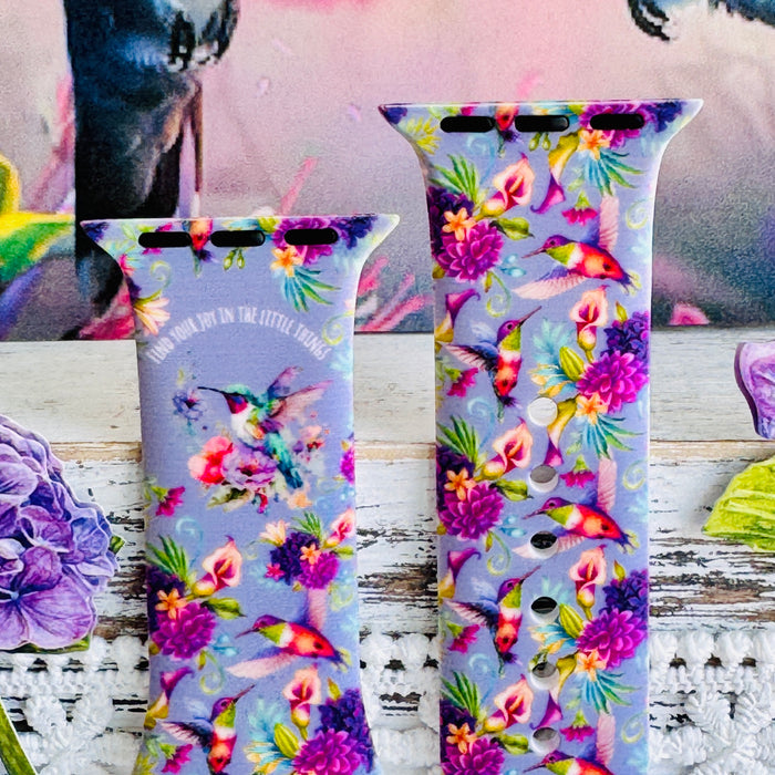 Hummingbird Bliss Print Silicone Band For Apple Watch