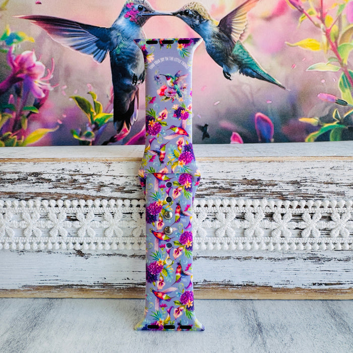 Hummingbird Bliss Print Silicone Band For Apple Watch