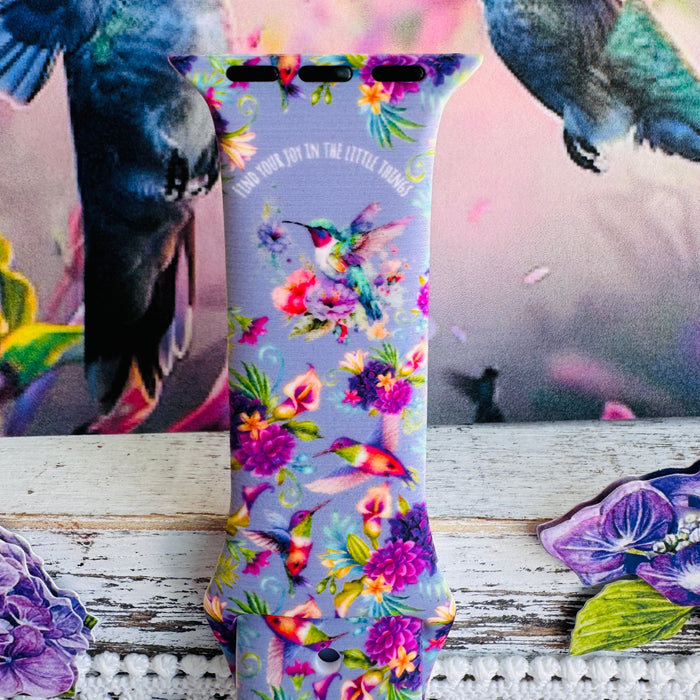 Hummingbird Bliss Print Silicone Band For Apple Watch