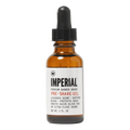 Imperial Barber Products pre-shave olje med lavendelduft i brun glassflaske