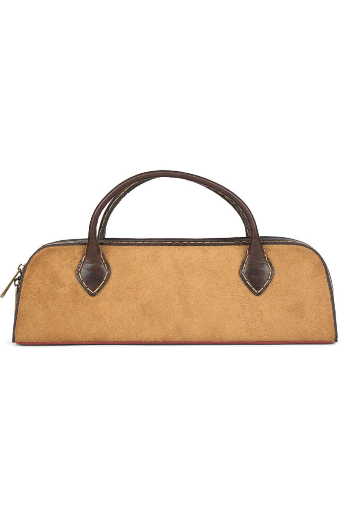INVENTOR Jeffrey Campbell Handle Bag Tan Suede Combo