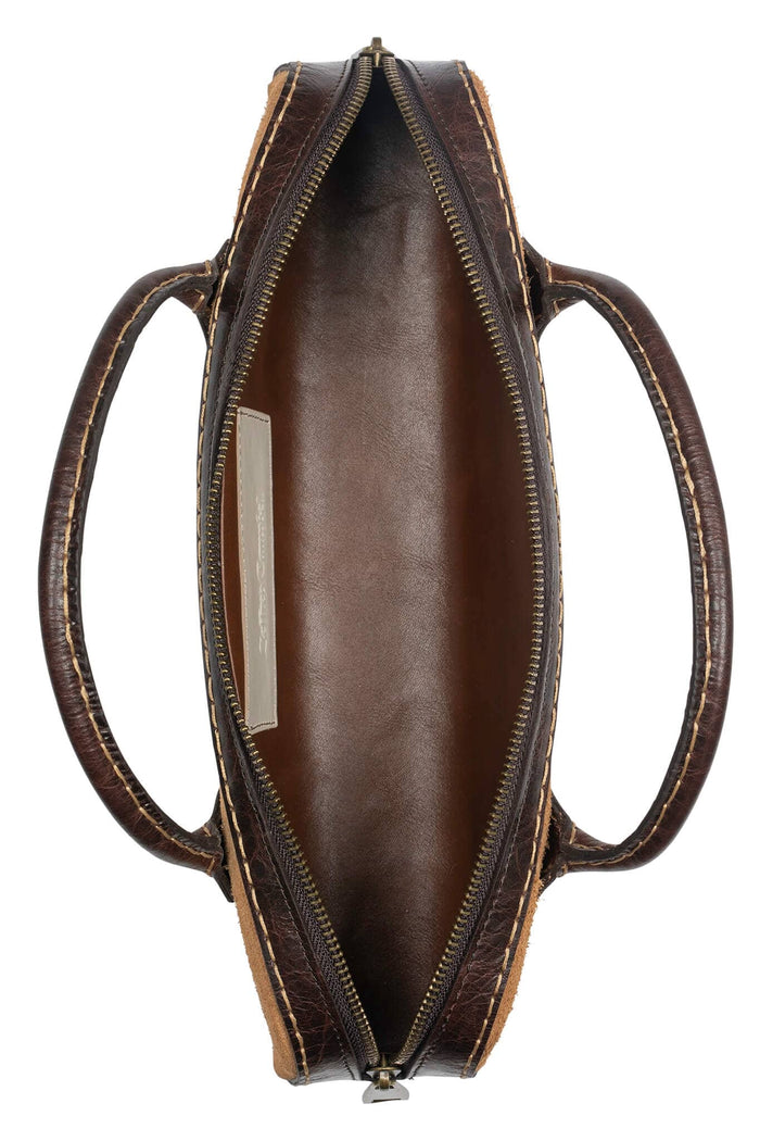 INVENTOR Jeffrey Campbell Handle Bag Tan Suede Combo