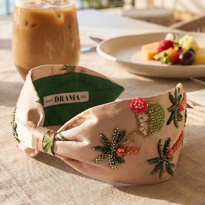 Embroidered tropical headband for everyday luxury
