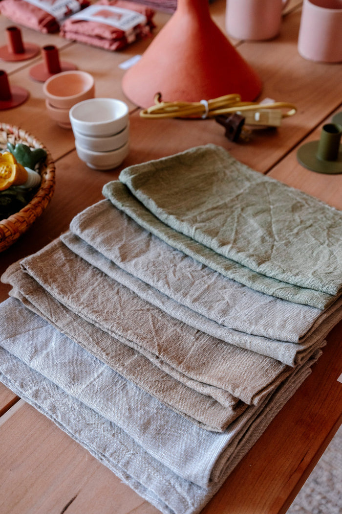 Italian Linen Tea Towel | White Melange