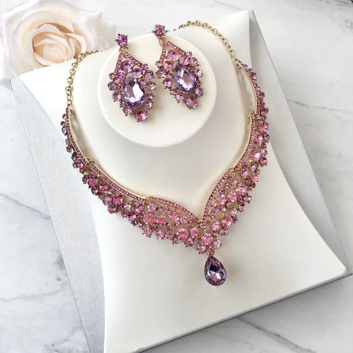 Gold Necklace and Earrings Set