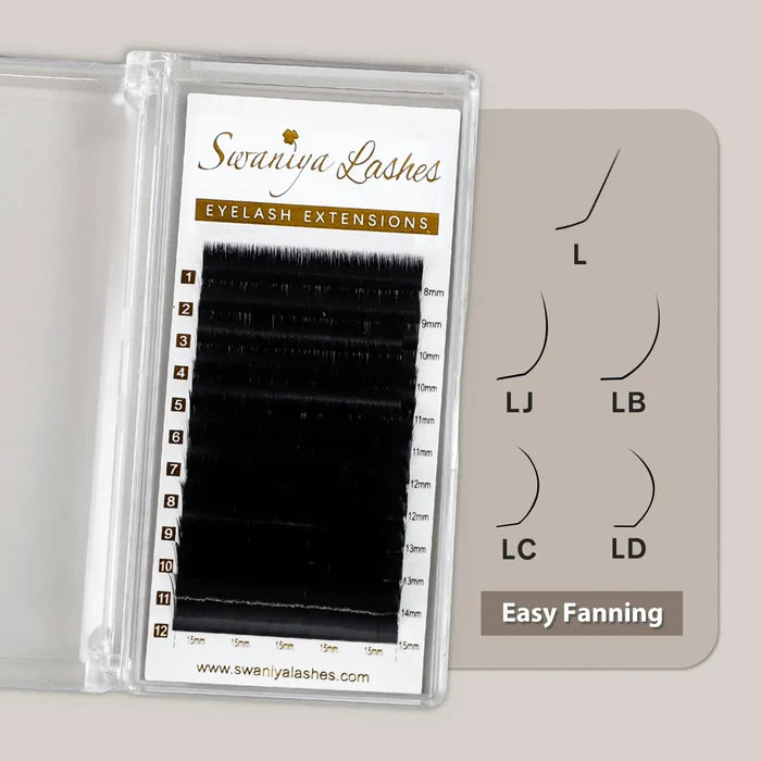 L Curl Easy Fanning Lashes for Hooded & Lifted Eyes — LJ LB LC LD| Swaniya Lashes