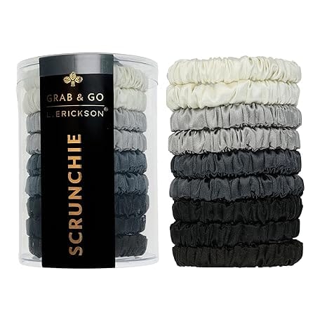 L. Erickson Grab & Go Silk Scrunchies 9 Pack Tube