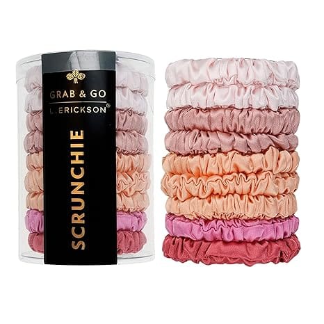 L. Erickson Grab & Go Silk Scrunchies 9 Pack Tube