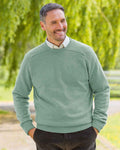 Lambswool Crew Neck Jumper Mens - Sage - Country Collection