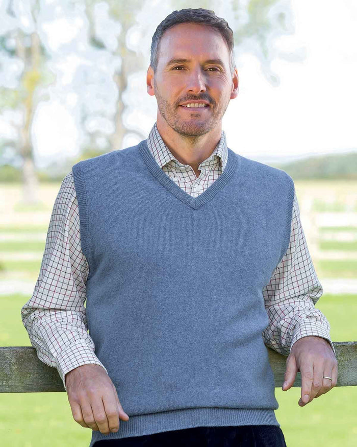 Lambswool Slipover  Mens - Blue - Country Collection