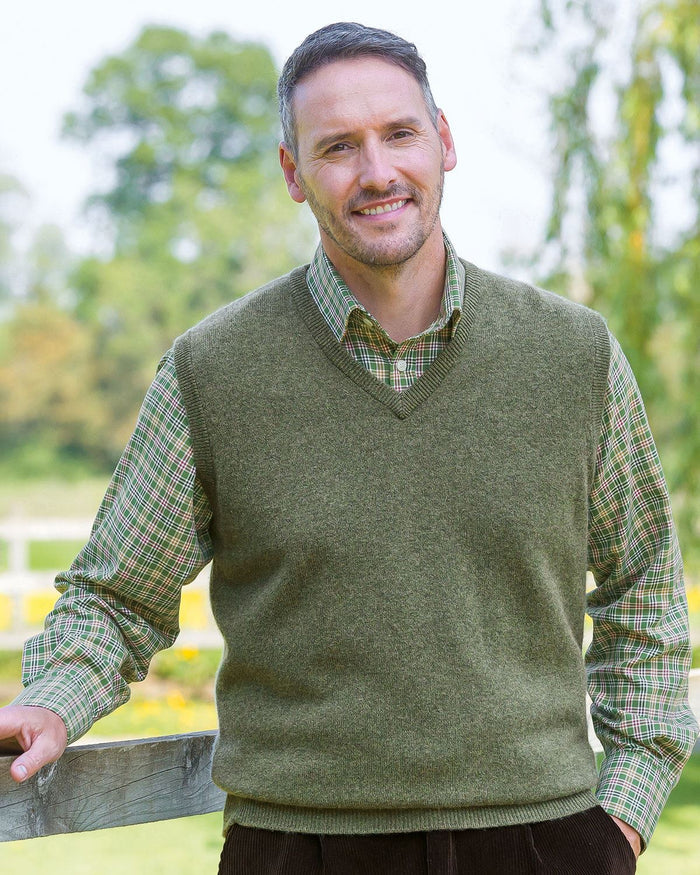 Lambswool Slipover  Mens - Lovat - Country Collection