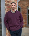 Lambswool V Neck Jumper - Grape