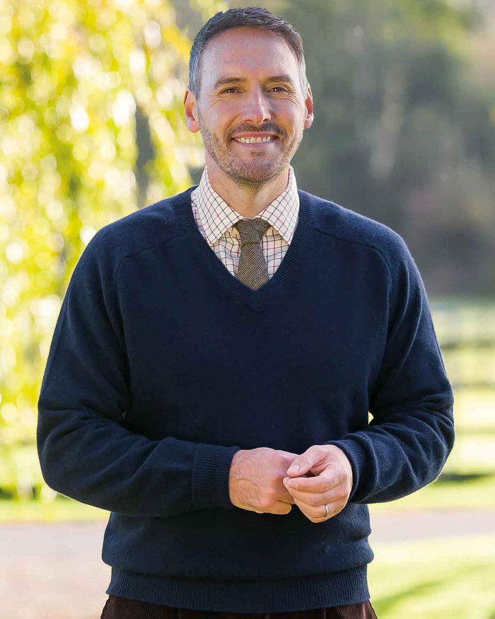 Lambswool V Neck Jumper - Navy - Country Collection