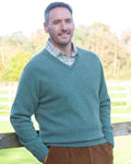 Lambswool V Neck Jumper - Ocean - Country Collection