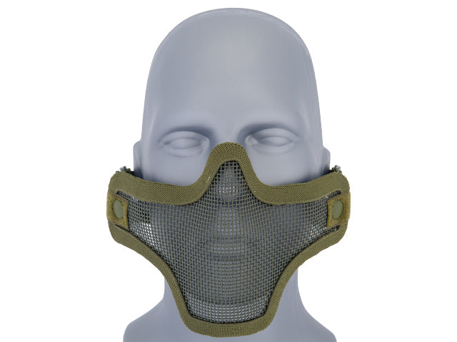 Lancer Tactical Metal Mesh Half Face Mask – OD Green | Double Strap