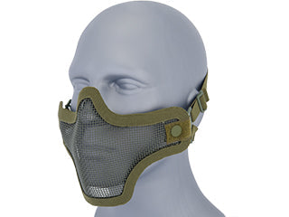 Lancer Tactical Metal Mesh Half Face Mask – OD Green | Double Strap