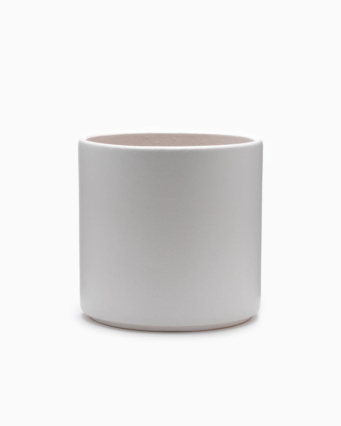 Large Matte White Cylinder Pot