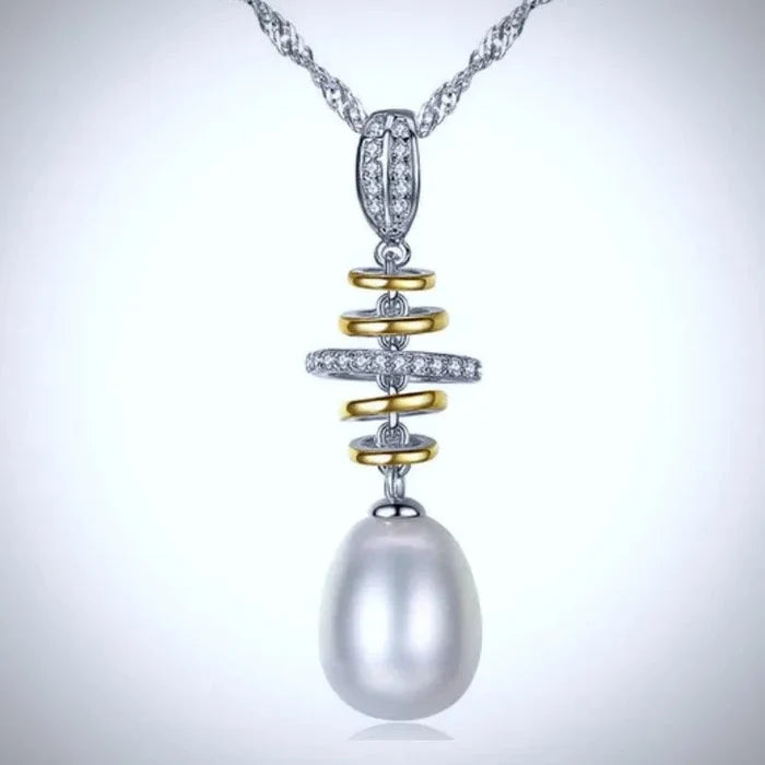 "Latitudes" - Freshwater Pearl Bridal Necklace in Sterling Silver