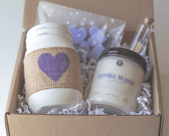 Lavender Meadows Gift Bundle Set | Candle + Matches + Jar + Wax Melts - Jarful House