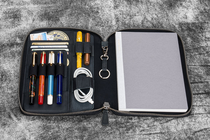 Leather Zippered A5 Leuchtturm1917  Notebook Folio  - Crazy Horse Black