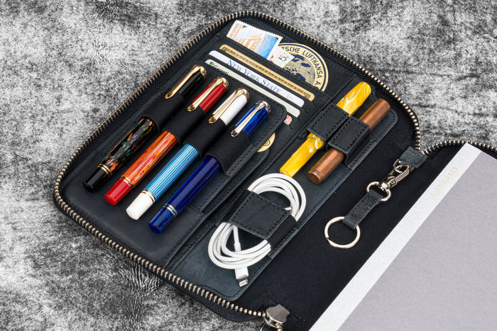 Leather Zippered A5 Leuchtturm1917  Notebook Folio  - Crazy Horse Black