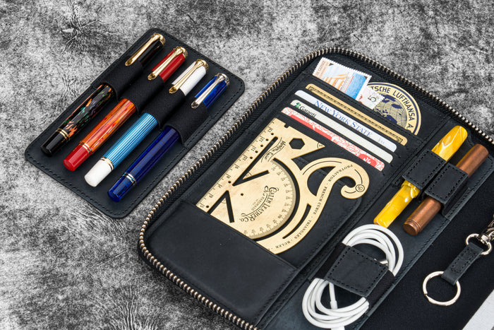 Leather Zippered A5 Leuchtturm1917  Notebook Folio  - Crazy Horse Black