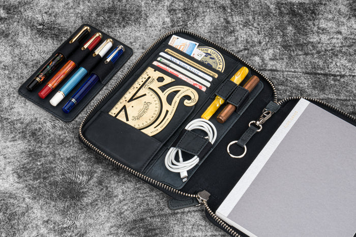 Leather Zippered A5 Leuchtturm1917  Notebook Folio  - Crazy Horse Black