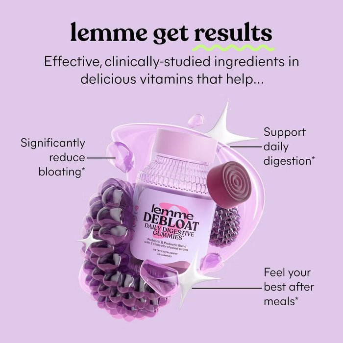Lemme Debloat Pre + Probiotic Gummies - Bloat Support & Digestion - Tub of 60 gummies