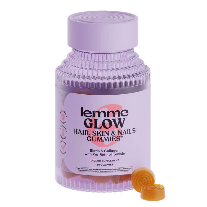 Lemme Glow Collagen Gummies - Hair, Skin & Nail Support - Tub of 60 gummies