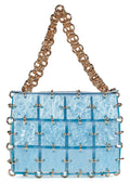 LES-FILLES Jeffrey Campbell Handbag Light Blue Satin Combo