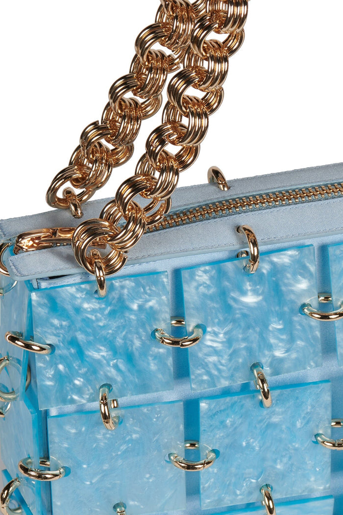 LES-FILLES Jeffrey Campbell Handbag Light Blue Satin Combo _hover