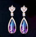Wedding Jewelry - Gradient Purple Cubic Zirconia Earrings
